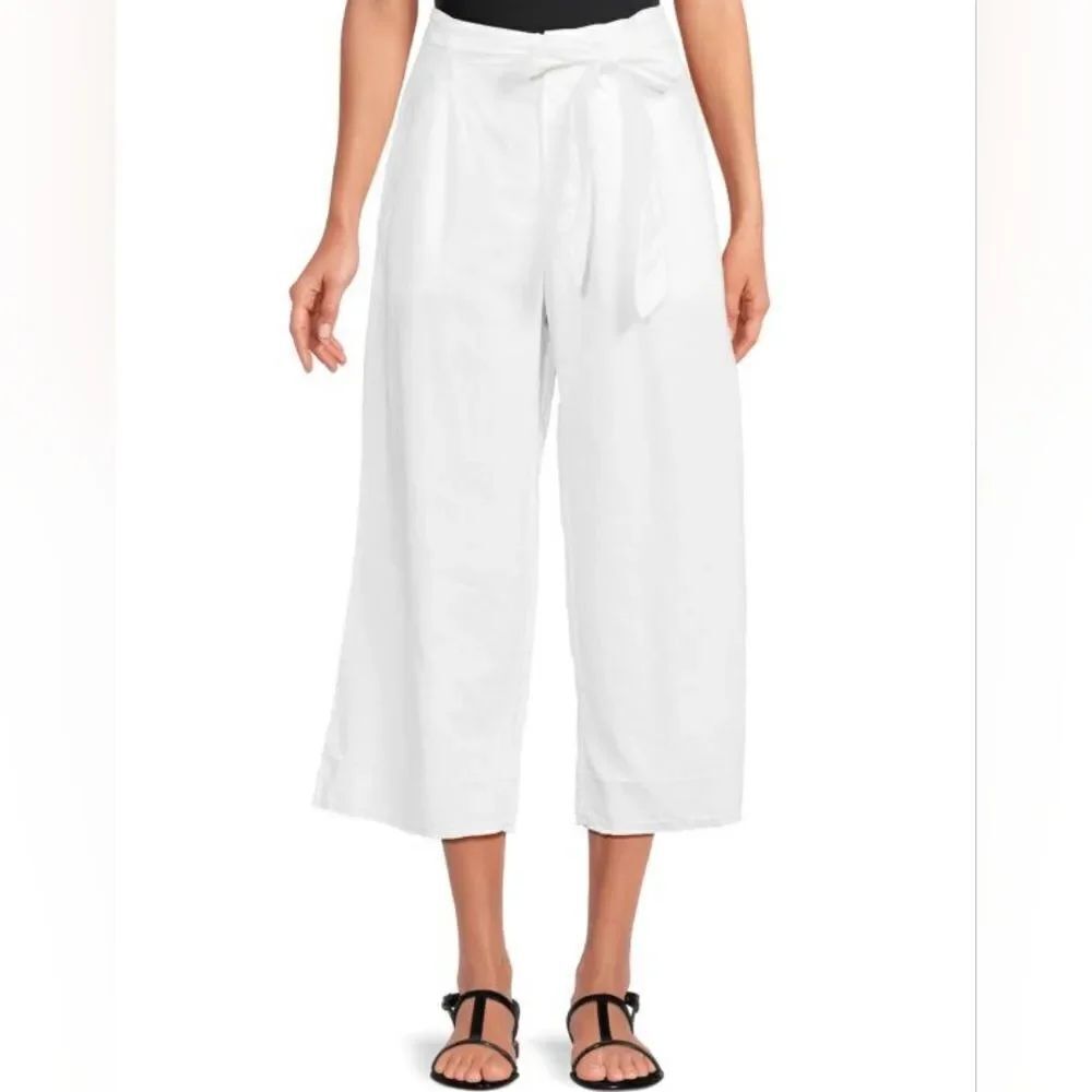 Cloth & Stone White Wide-Leg Tie-Waist Cropped Pants size M